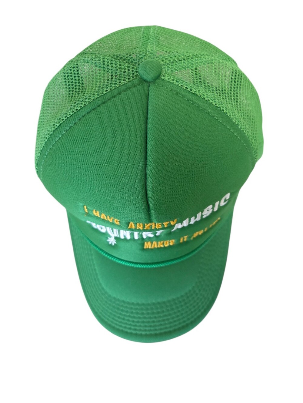 "I Have Anxiety & Country Music" Graphic Trucker Hat | Kelly Green - Picture 7 of 10